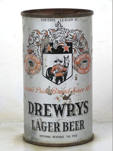 1938 Drewrys Lager Beer (non-metallic) 12oz OI-201 Opening Instruction Can South Bend Indiana