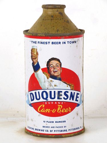 1952 Duquesne Beer 12oz 160-01.2b High Profile Cone Top Pittsburgh Pennsylvania