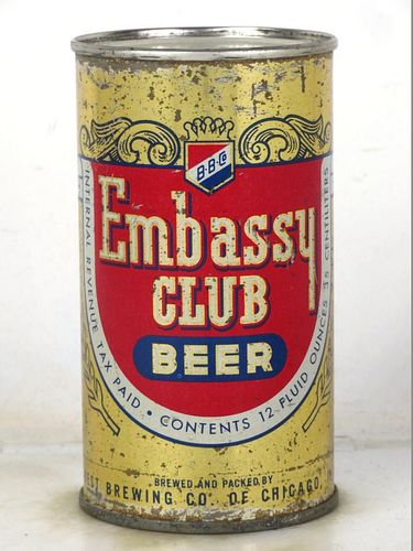 1948 Embassy Club Beer IRTP 12oz 59-31v1 Flat Top Chicago Illinois