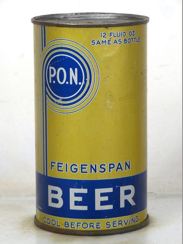 1947 Feigenspan P.O.N. Beer 12oz 63-04 Flat Top Newark New Jersey