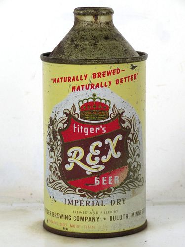 1952 Fitger's Rex Beer 12oz 162-29v2 High Profile Cone Top Duluth Minnesota