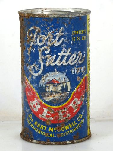 1938 Fort Sutter Beer 12oz OI-286 Opening Instruction Can Los Angeles California