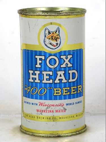 1957 Fox Head "400" Beer 12oz 66-12 Flat Top Waukesha Wisconsin