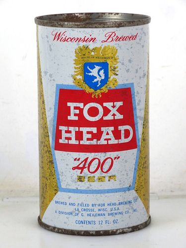 1968 Fox Head "400" Beer 12oz 65-33 Flat Top Lacrosse Wisconsin
