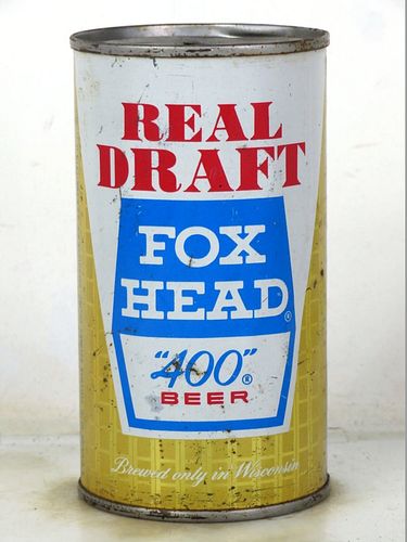 1965 Fox Head "400" Draft Beer 12oz 66-01.2 Flat Top Sheboygan Wisconsin