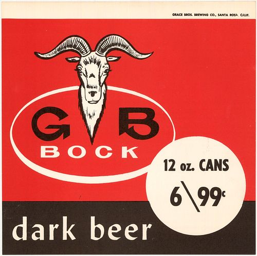 1954 GB Bock Beer in 12oz Cans Tacker Los Angeles California