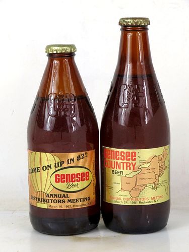 1982 Genesee Distributors' Beer (full) Lot of Two 12oz Bottles Rochester New York