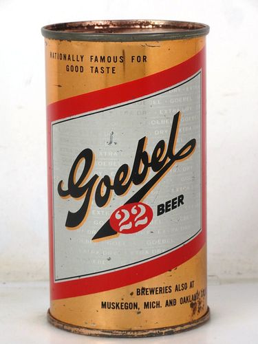 1956 Goebel 22 Beer LIFE 12oz 71-03.3 Flat Top Detroit Michigan