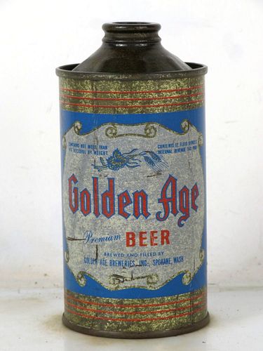 1937 Golden Age Premium Beer 12oz 166-18 Low Profile Cone Top Spokane Washington