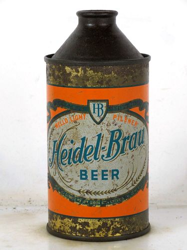 1950 Heidel-Brau Beer 12oz 168-23 High Profile Cone Top Sioux City Iowa