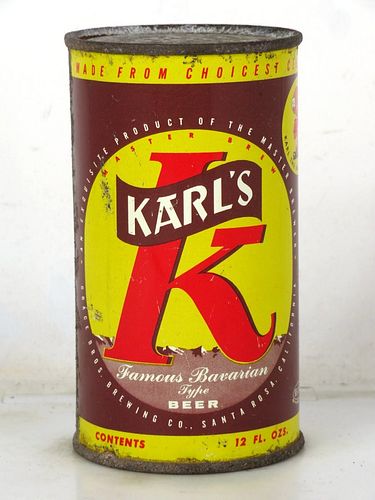 1957 Karl's Beer 12oz 87-01 Flat Top Los Angeles California