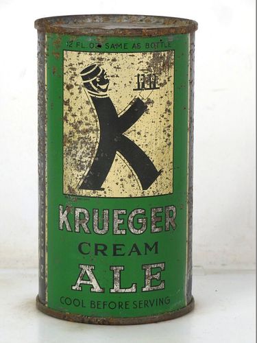 1938 Krueger Cream Ale 12oz OI-465 Opening Instruction Can Newark New Jersey