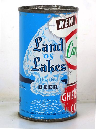 1952 Land Of Lakes Beer/Canfield's Overprint 12oz 90-39 Flat Top Chicago Illinois