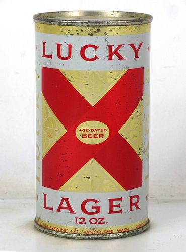 1960 Lucky Lager Beer 12oz 93-39 Flat Top Vancouver Washington