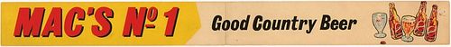 1964 Mac's Good Country Beer Paper Shelf Sign Hertford England