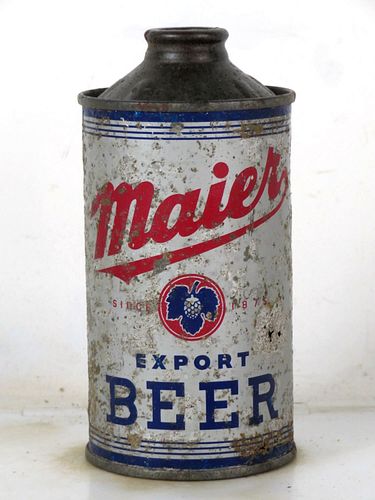 1937 Maier Export Beer 12oz 173-06 Low Profile Cone Top Los Angeles California