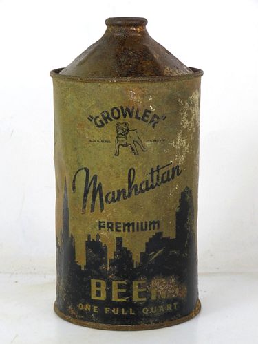 1938 Manhattan Premium Beer Quart Cone Top Can 214-15 Chicago Illinois