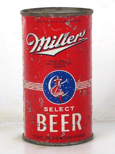 1938 Miller Select Beer 12oz OI-532 Flat Top Milwaukee Wisconsin