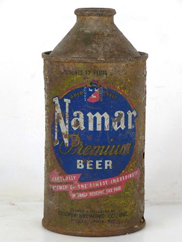 1946 Namar Premium Beer 12oz 174-19a High Profile Cone Top Philadelphia Pennsylvania