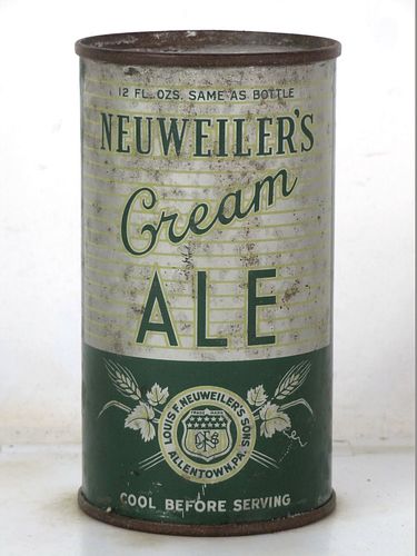 1938 Neuweiler's Cream Ale 12oz OI-560 Opening Instruction Can Allentown Pennsylvania