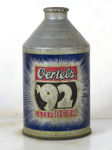 1952 Oertel's '92 Lager Beer 12oz 197-16 Crowntainer Louisville Kentucky