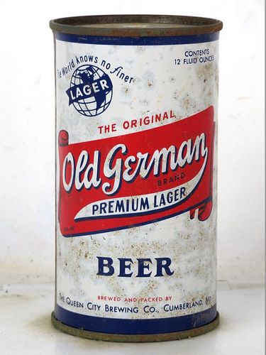 1957 Old German Beer 12oz 106-30.2b Flat Top Cumberland Maryland