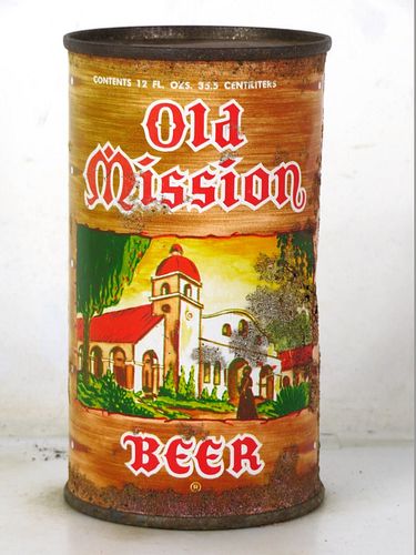 1950 Old Mission Beer 12oz 107-36 Flat Top Los Angeles California
