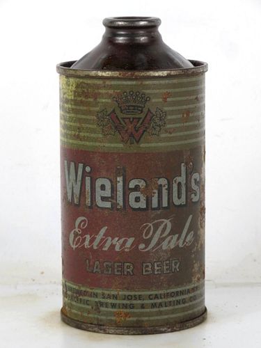 1939 Wieland's Extra Pale Lager Beer 12oz 189-14 Low Profile Cone Top San Jose California