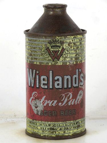 1939 Wieland's Extra Pale Lager Beer 12oz 189-15 High Profile Cone Top San Jose California