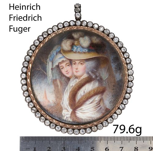 HEINRICH FRIEDRICH FUGER (1751-1818), VERY FINE MINIATURE PAINTING OF 2 LADIES
