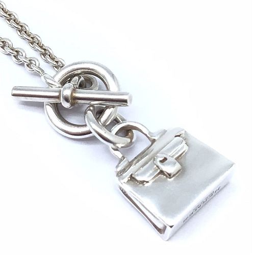 HERMES AMULET KELLY SILVER NECKLACE