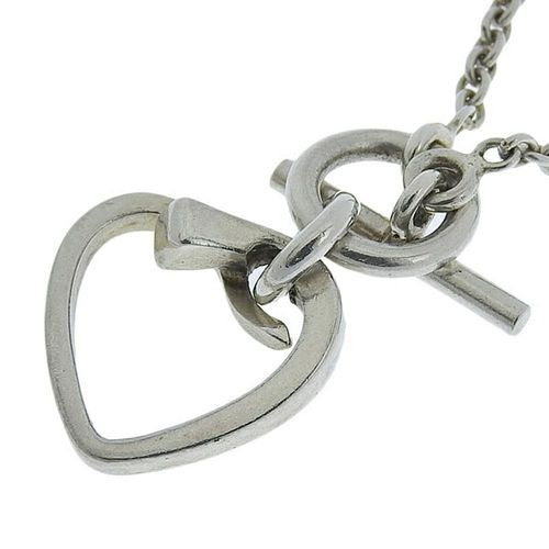 HERMES AMULET HEART SILVER NECKLACE