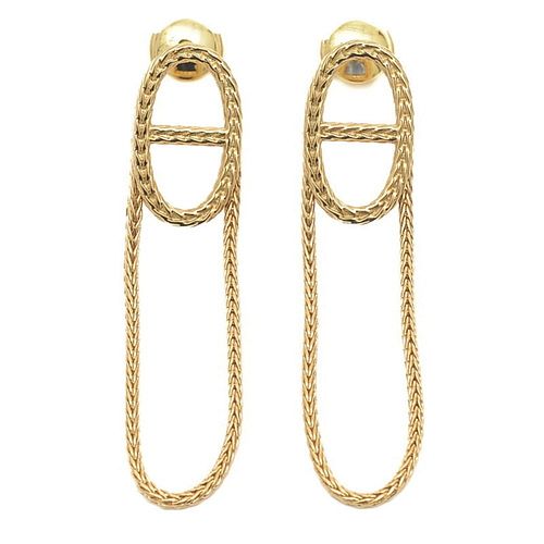 HERMES CHAINE D'ANCRE DANAE 18K YELLOW GOLD EARRINGS