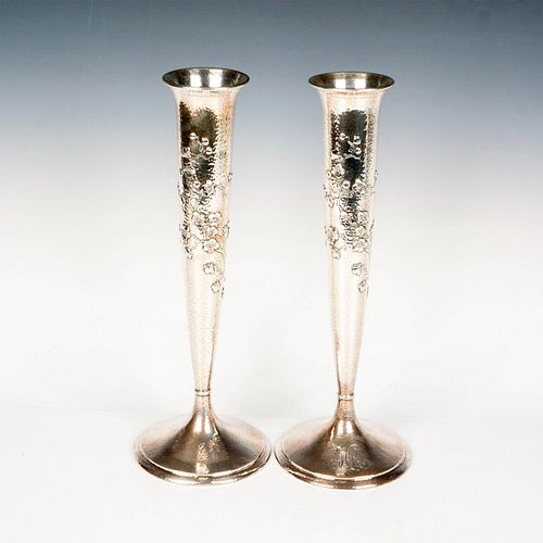 Pair of Gorham Sterling Silver Trumpet Vases