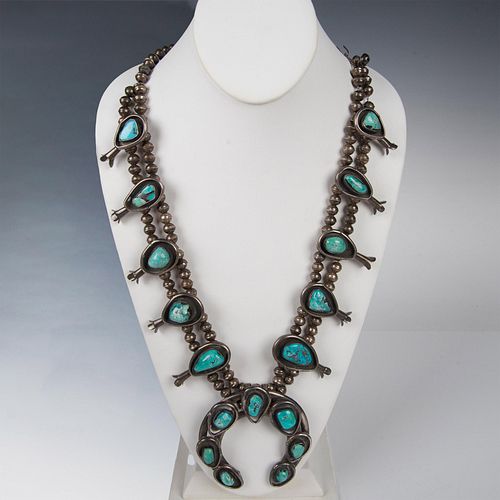 Sterling Silver & Turquoise Squash Blossom Necklace