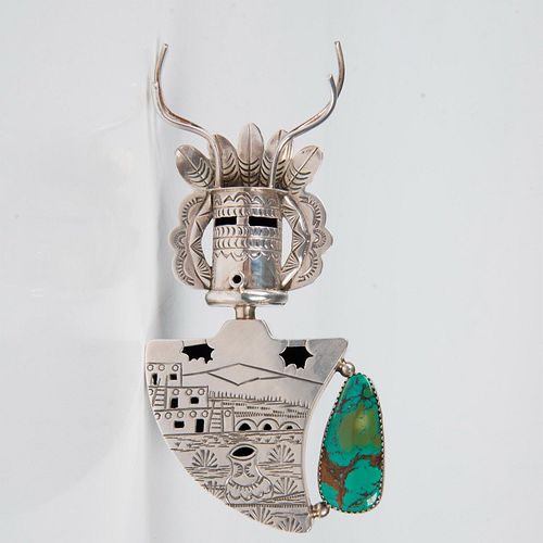 Sterling Silver and Turquoise Kachina Pendant