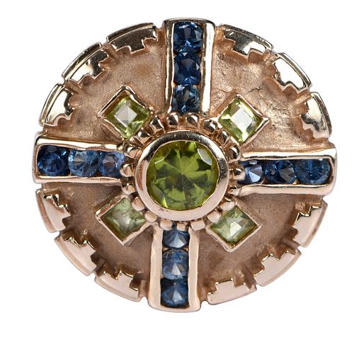 14kt. Peridot and Blue Sapphire Ring