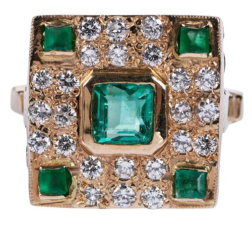 Emerald and Diamond 14kt. Custom Ring