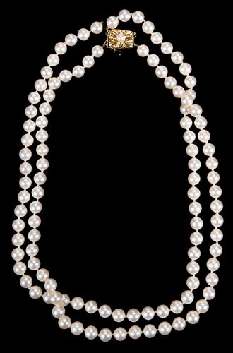 Mikimoto Double Strand Pearl with 18kt. Clasp