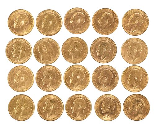 20 British Gold Sovereign Coins 