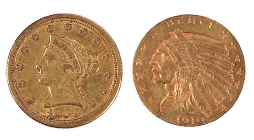 Two $2-1/2 Quarter Eagle Gold Coins 