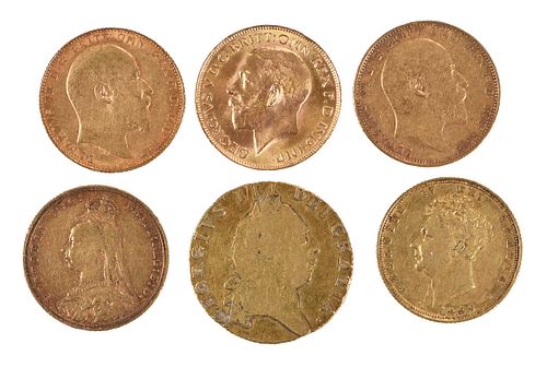 Six British Gold Coins 