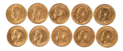 10 British Gold Sovereign Coins