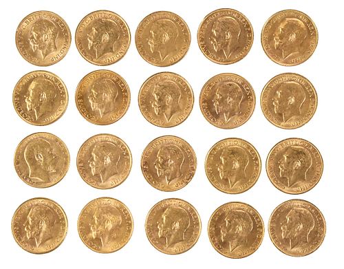20 British Gold Sovereign Coins