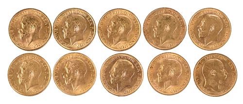 10 British Sovereign Gold Coins