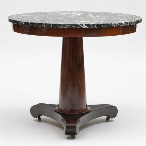 Empire Style Mahogany Center Table with a Marble Top