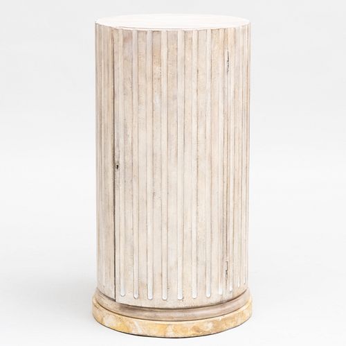 White Painted Fluted Pedestal Cabinet