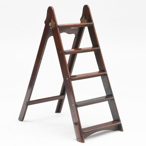 English Brass-Mounted Mahogany Folding Library Ladder