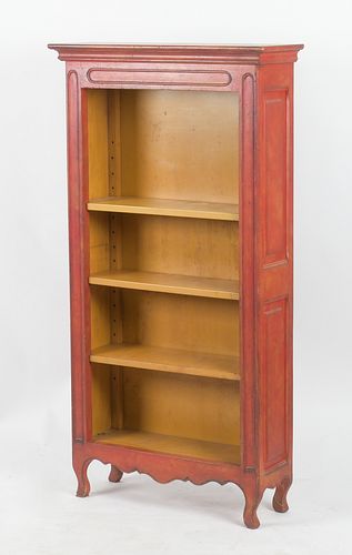 French Provincial Louis XV Style Painted Bookcase