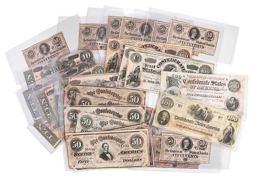 Group of 32 Confederate Bank Notes 